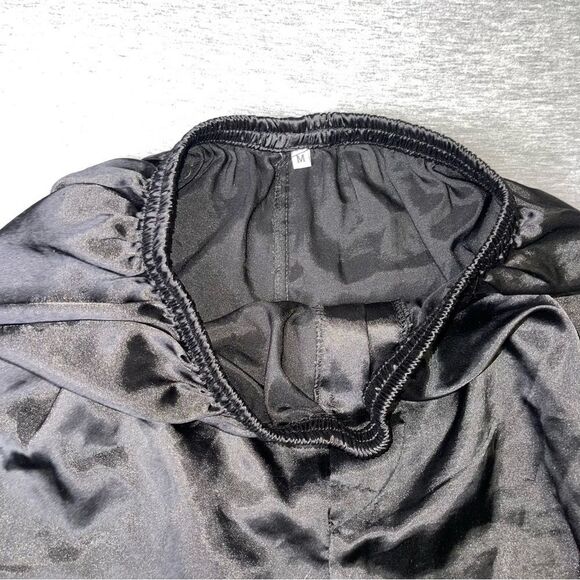 Tony & Candice Men’s Solid Black Satin PJ 2 PCS. Set - Picture 8 of 13